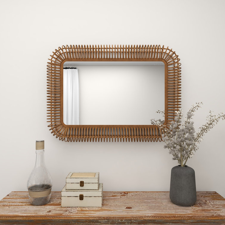 Teagan Rectangle Rattan Wall Mirror & Reviews Joss & Main